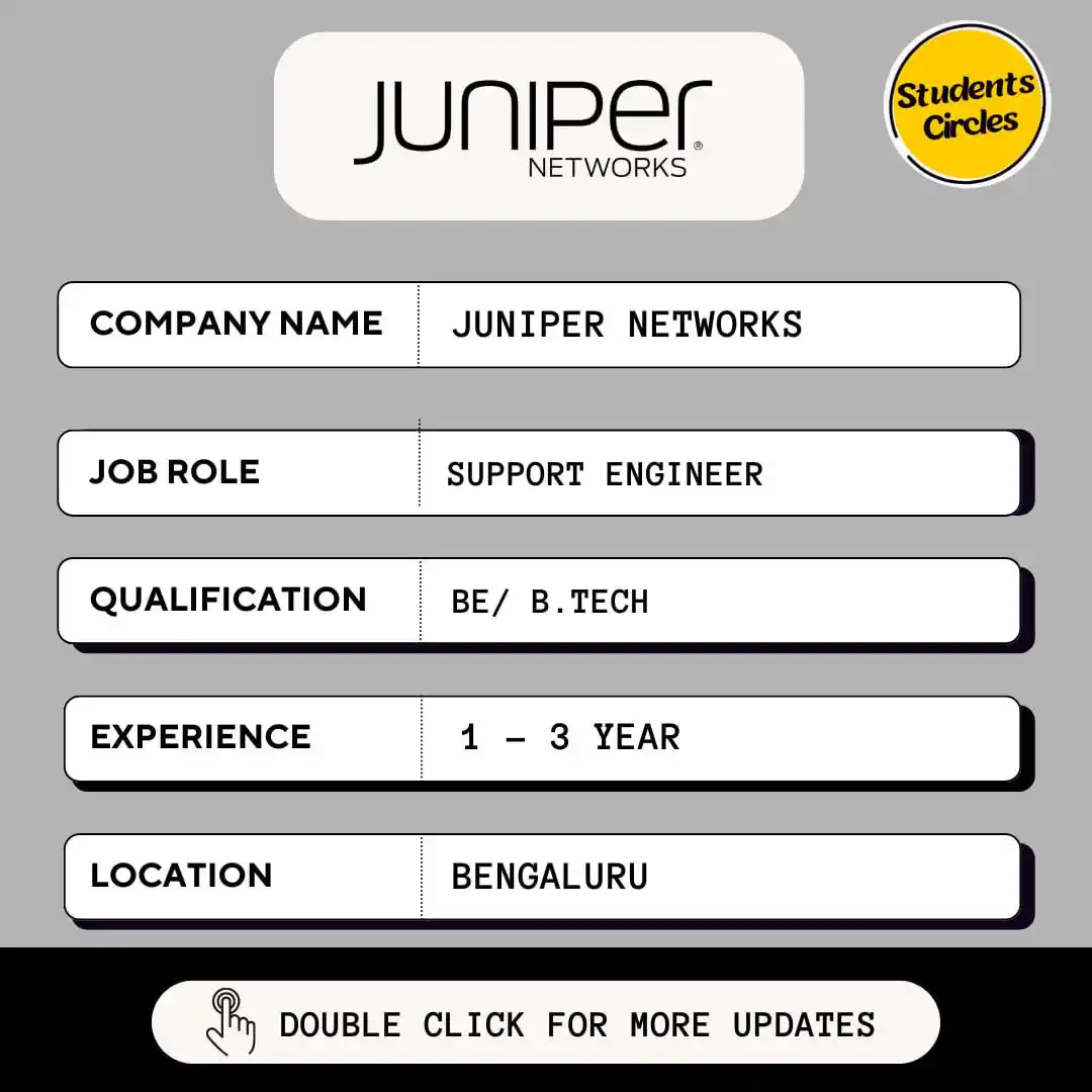 Image from Fresher Jobs | Internships | Remote Jobs | Software Engineer Jobs: 🔍 Juniper Networks Careers 2025 🔍  💼 Job Role: Technical Support En...