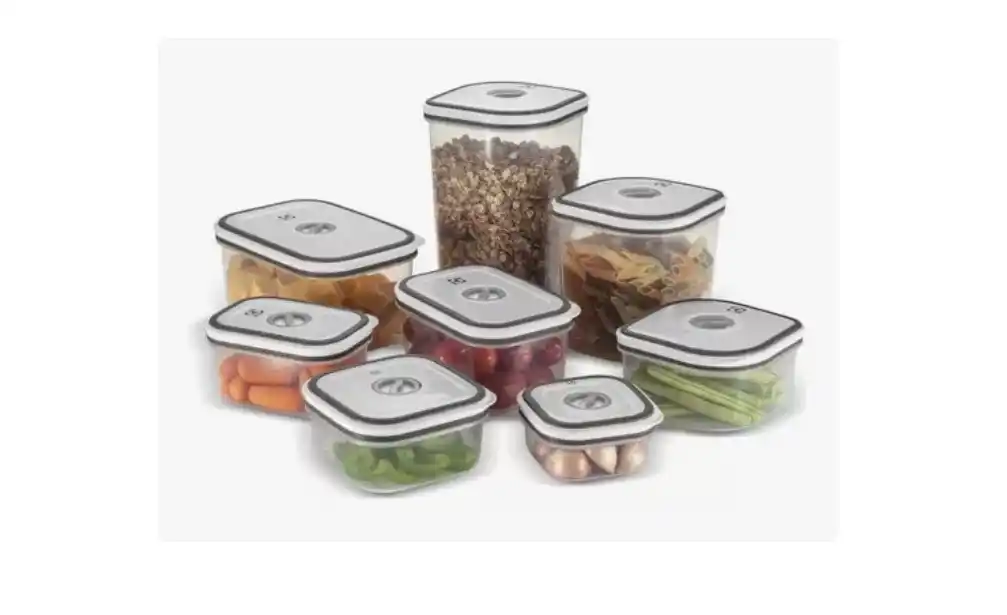 Image from Ofertas Mundo Conectado: **Kit Potes Herméticos Plásticos Cinza 8 Unidades Electrolux, por R$55...