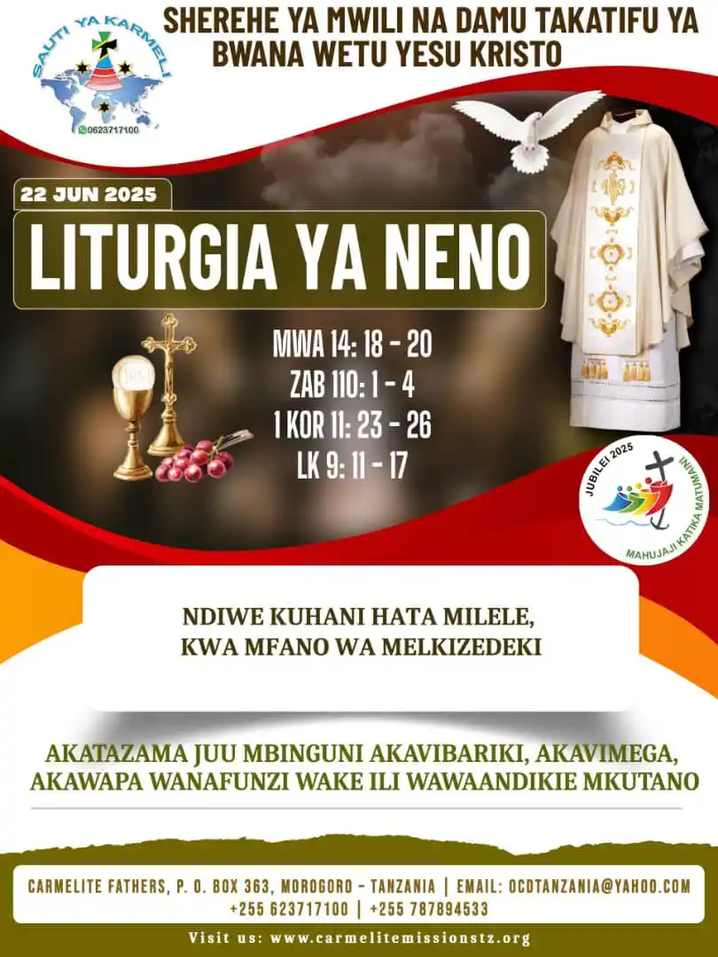Image from DIVINE RETREAT UPDATES AND PRAYERS: *MASOMO YA MISA YA JUMAPILI, JUNI 22 2025.* *DOMINIKA YA SHEREHE YA ...