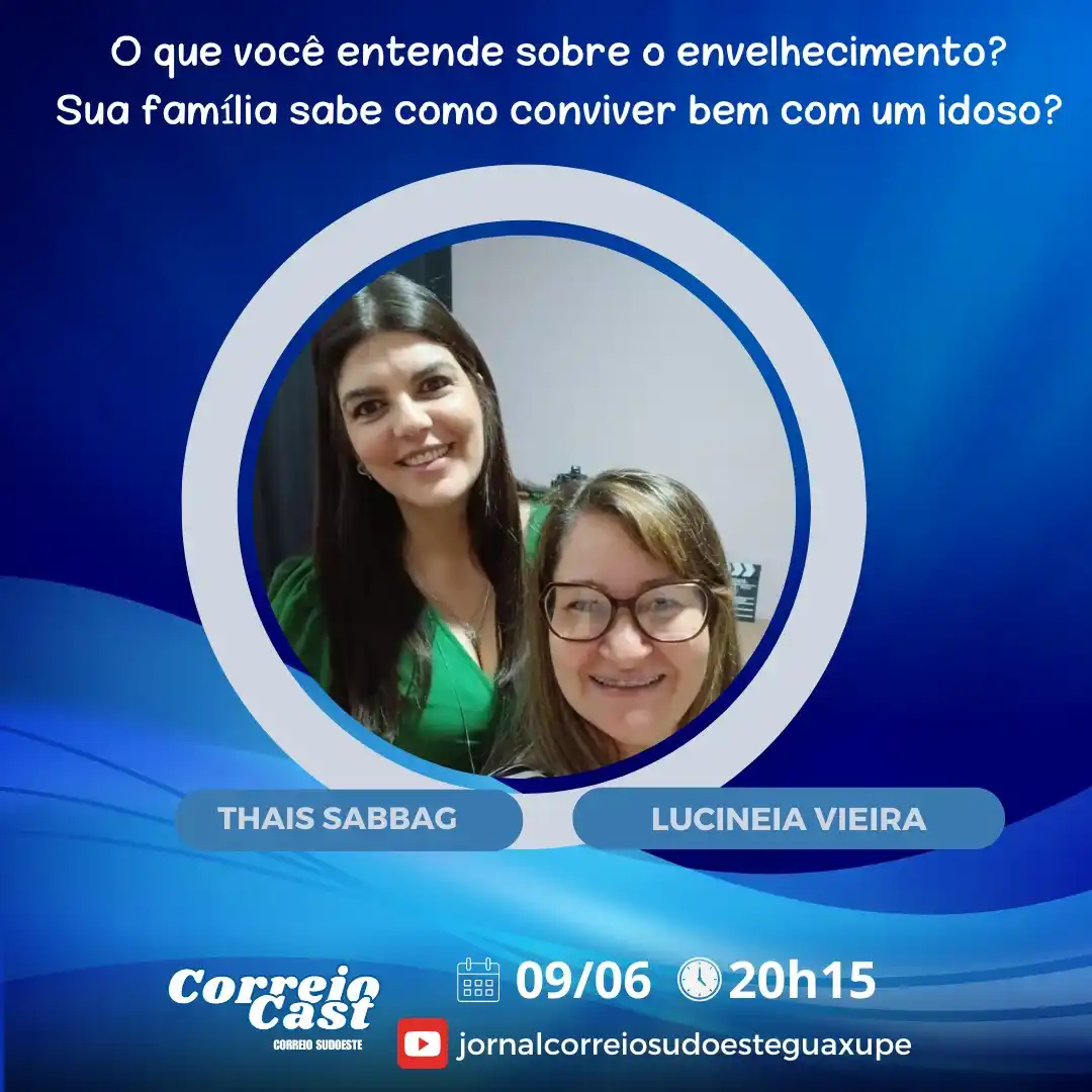 Image from JORNAL CORREIO SUDOESTE GUAXUPE MG: ✨ Neste episódio do *CorreioCast*, a geriatra *Dra. Thaís Sabbag* fala...