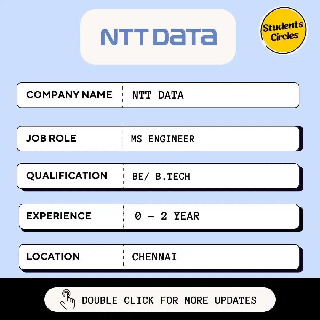 Image from Fresher Jobs | Internships | Remote Jobs | Software Engineer Jobs: 🔍 NTT Data Careers 2025 🔍  💼 Job Role: MS Engineer  🔗 https://stud...