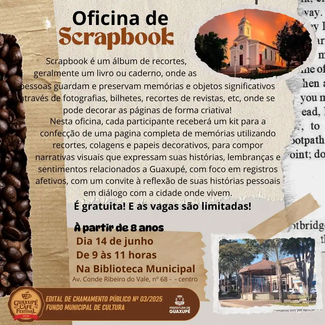 Image from JORNAL CORREIO SUDOESTE GUAXUPE MG: *OFICINA DE SCRAPBOOK* ✏️✂️❤️☕ Scrapbook é um álbum de recortes, onde...