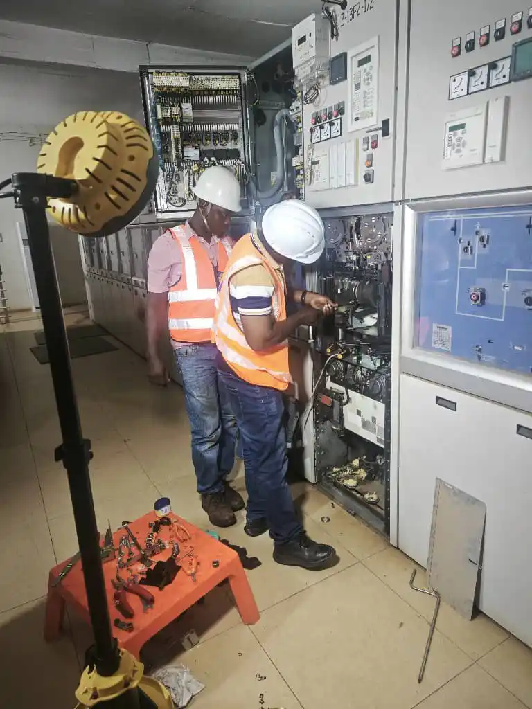 Image from Electricity Company Of Ghana (ECG): Power restoration efforts are underway at Ridge BSP, with engineers cu...