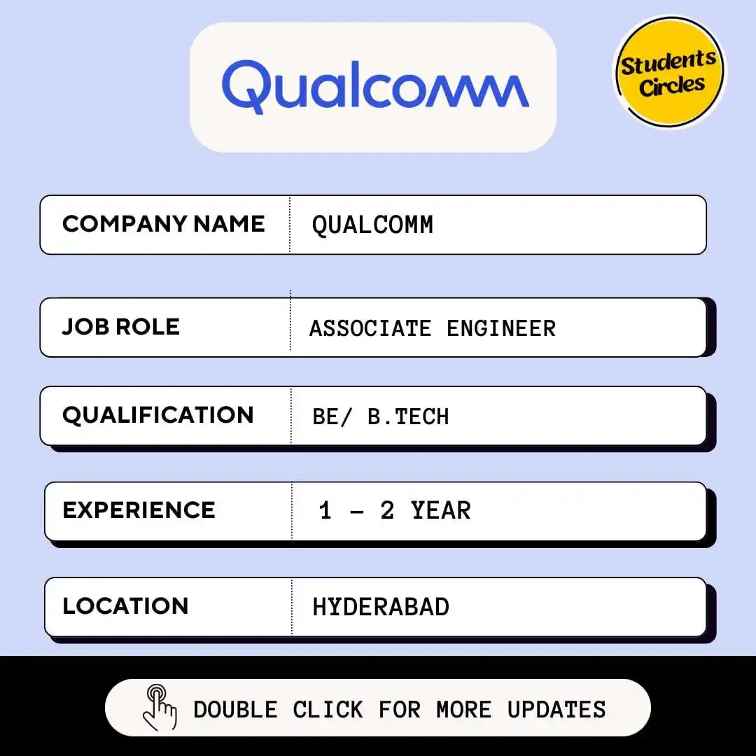 Image from Fresher Jobs | Internships | Remote Jobs | Software Engineer Jobs: 🔍 Qualcomm Careers 2025 🔍 💼 Job Role: Associate Engineer 🔗 https...