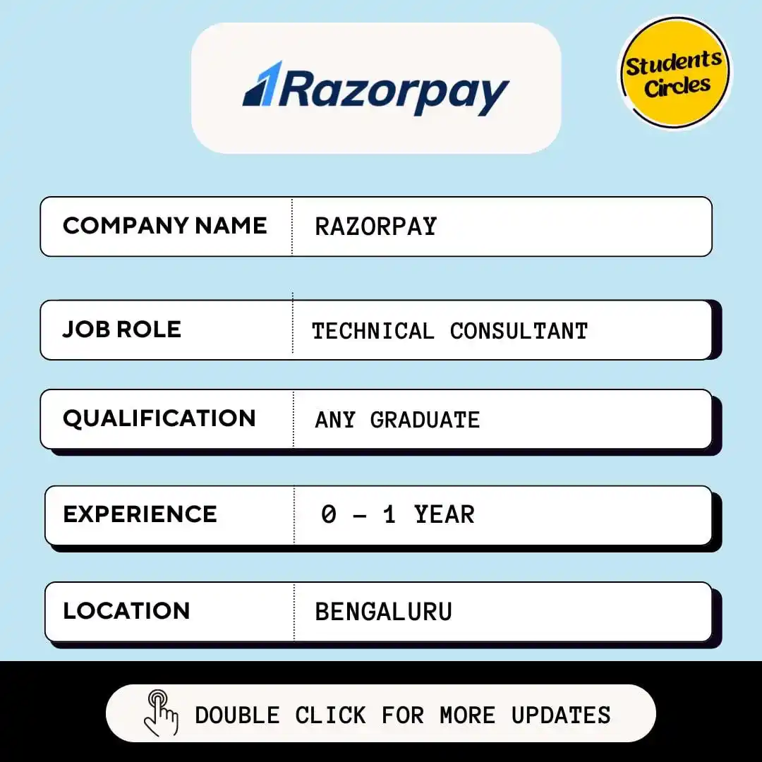 Image from Fresher Jobs | Internships | Remote Jobs | Software Engineer Jobs: 🔍 Razorpay Careers 2025 🔍  💼 Job Role: Associate Technical Consulta...