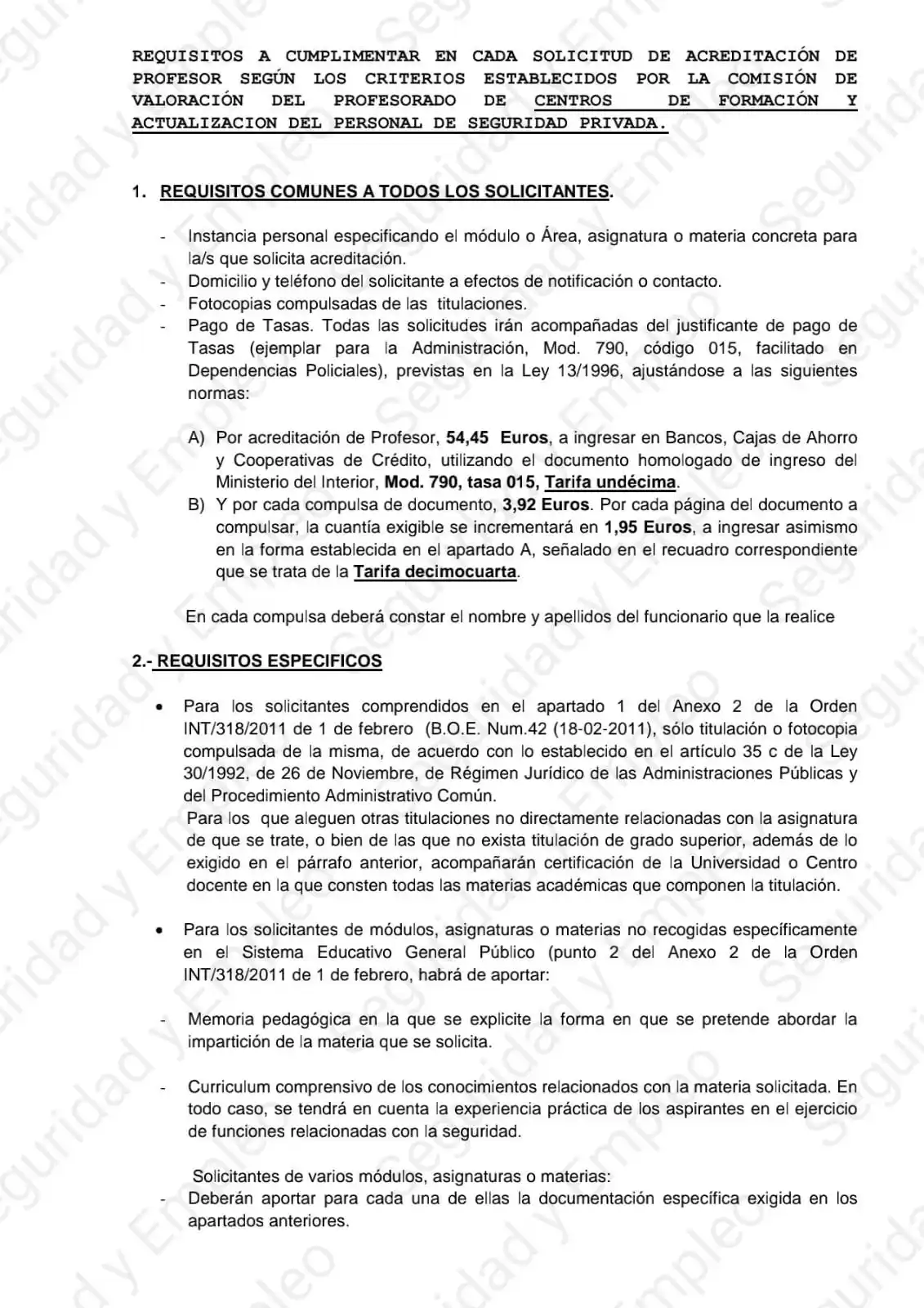 Image from Seguridad y Empleo 🇪🇦: REQUISITOS A CUMPLIMENTAR EN CADA SOLICITUD DE ACREDITACIÓN DE PROFESO...