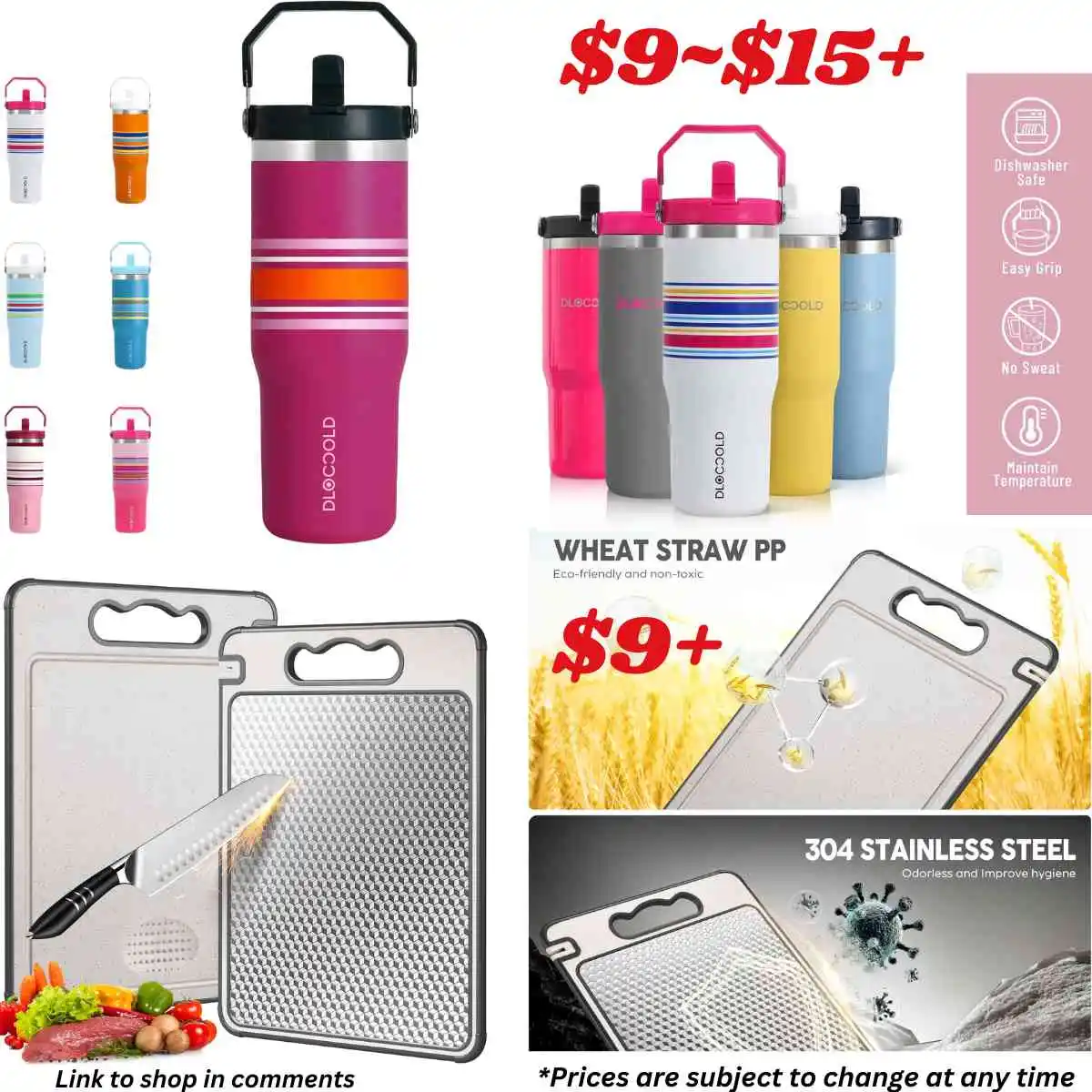 Image from Smart Savers Unite - Deals & Updates: Score SS cutting board and SS tumbler with flip straw and handle at  f...