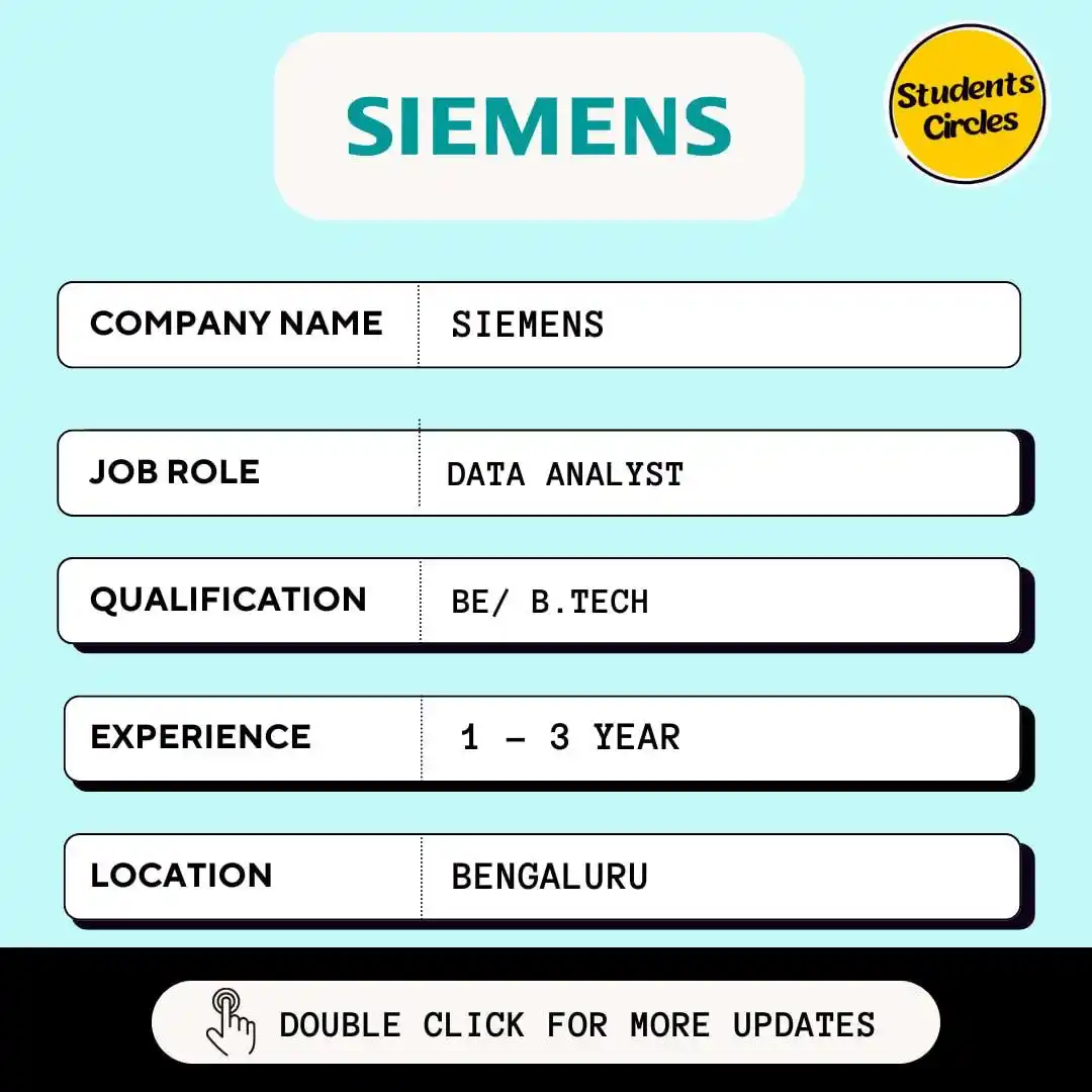 Image from Fresher Jobs | Internships | Remote Jobs | Software Engineer Jobs: 🔍 Siemens Careers 2025 🔍  💼 Job Role: Data Analyst  🔗 https://stud...