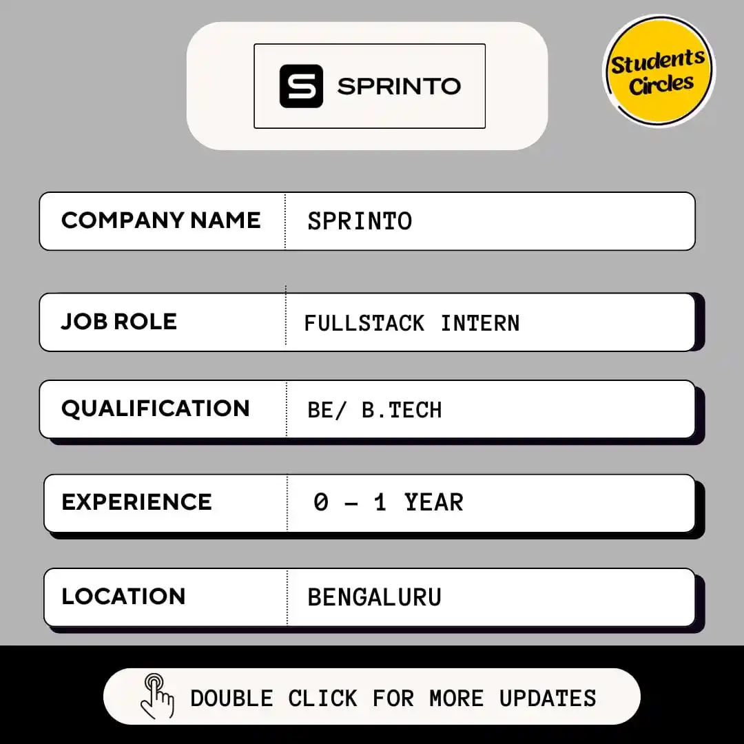 Image from Fresher Jobs | Internships | Remote Jobs | Software Engineer Jobs: 🔍 Sprinto Careers 2025 🔍  💼 Job Role: Fullstack Intern  🔗 https://...