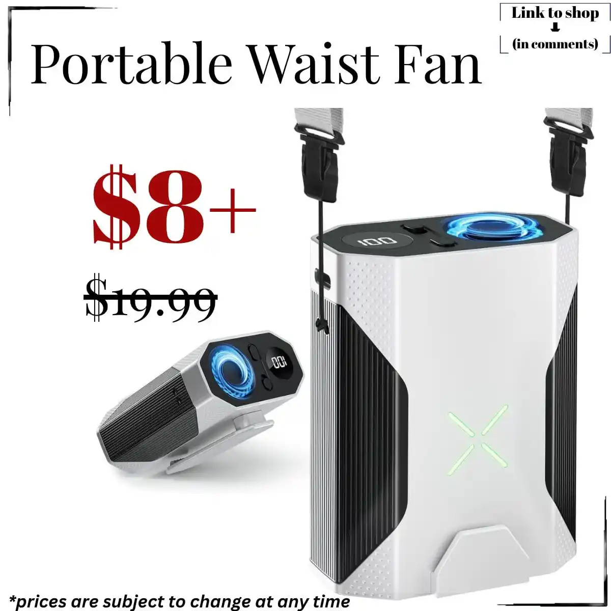 Image from Smart Savers Unite - Deals & Updates: Stay cool on the go with this portable waist fan. It's hands-free, pow...
