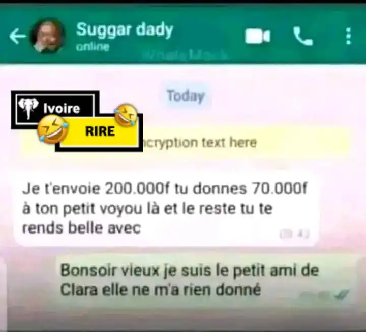Image from 🤣 Ivoire RIRE 🤣: Sugar daddy de mon Bae. Elle as osé faire ça 😂😂💔...
