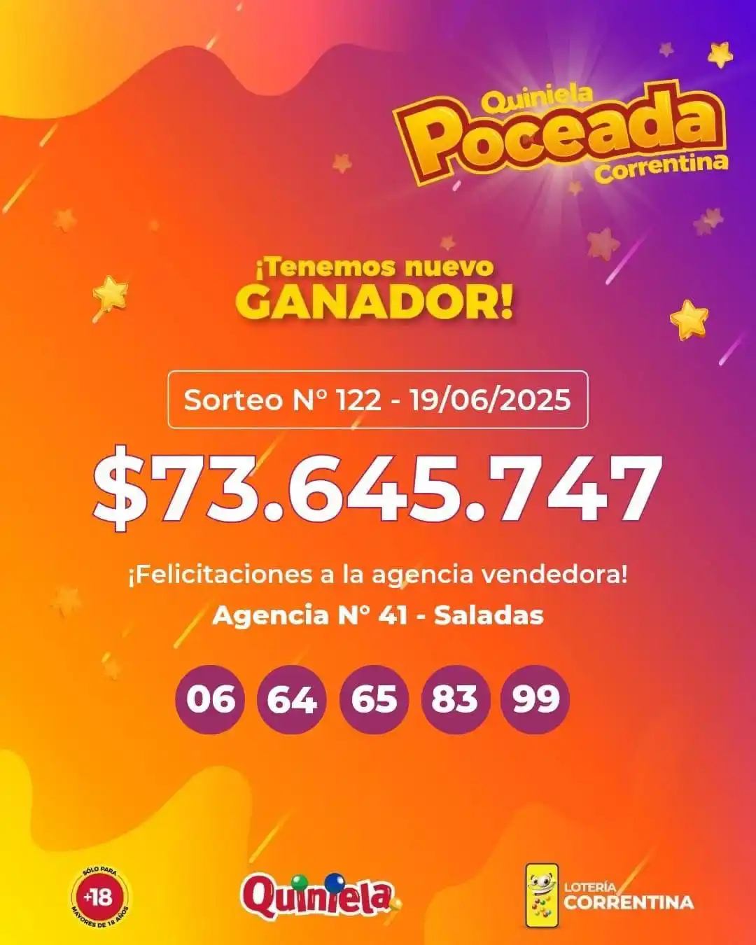 Image from Radio Sudamericana: 🤑 *UN APOSTADOR DE SALADAS GANÓ MÁS DE $73 MILLONES EN LA QUINIELA*  ...