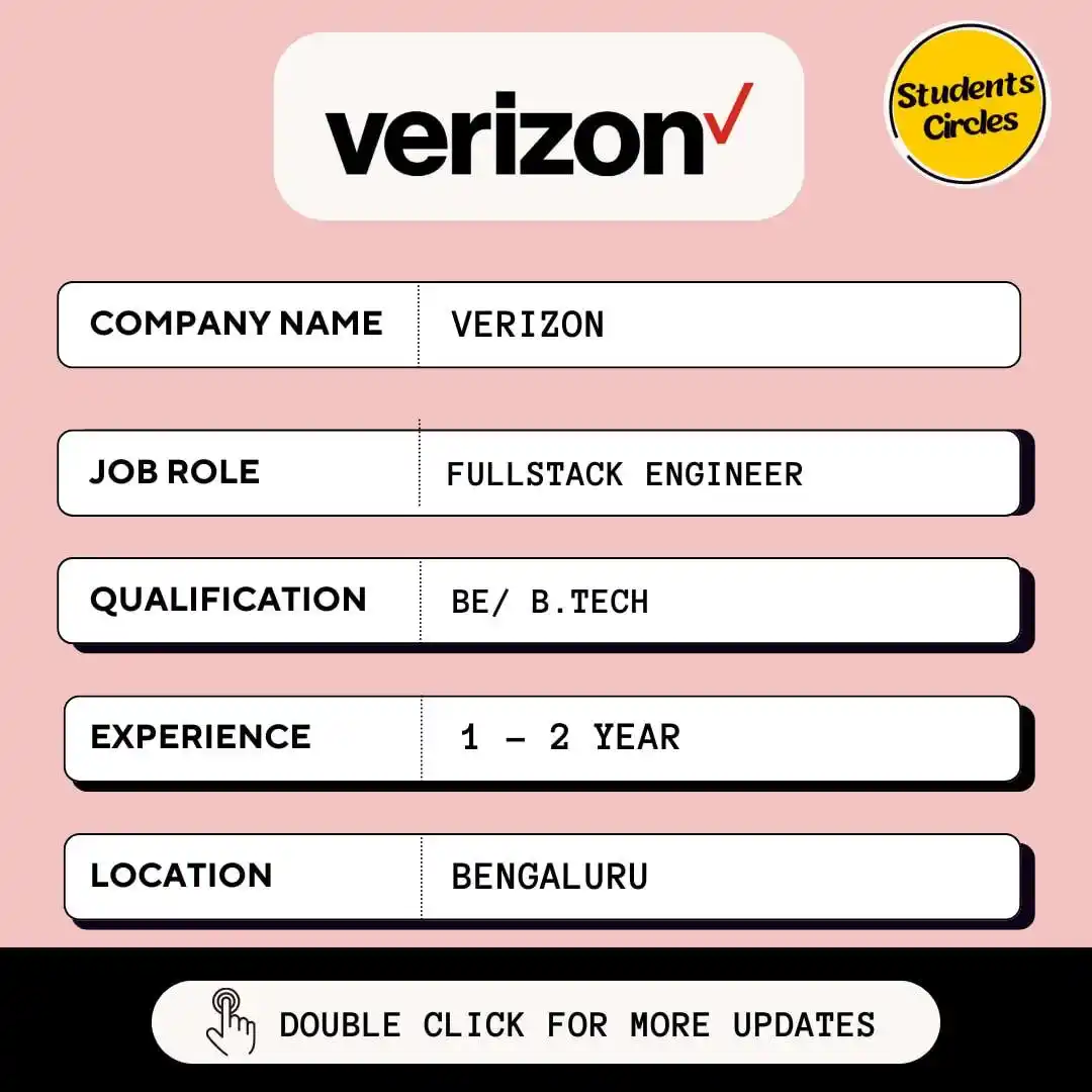 Image from Fresher Jobs | Internships | Remote Jobs | Software Engineer Jobs: 🔍 Verizon Careers 2025 🔍 💼 Job Role: Full stack engineer 🔗 https...