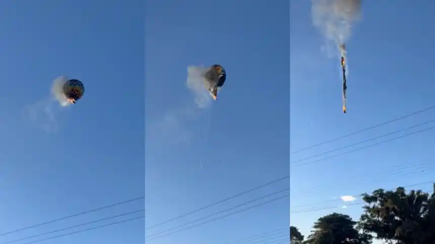 Image from Portal RotaPB: VÍDEO: Balão pega fogo e despenca no ar com mais de 20 pessoas ☞ https...