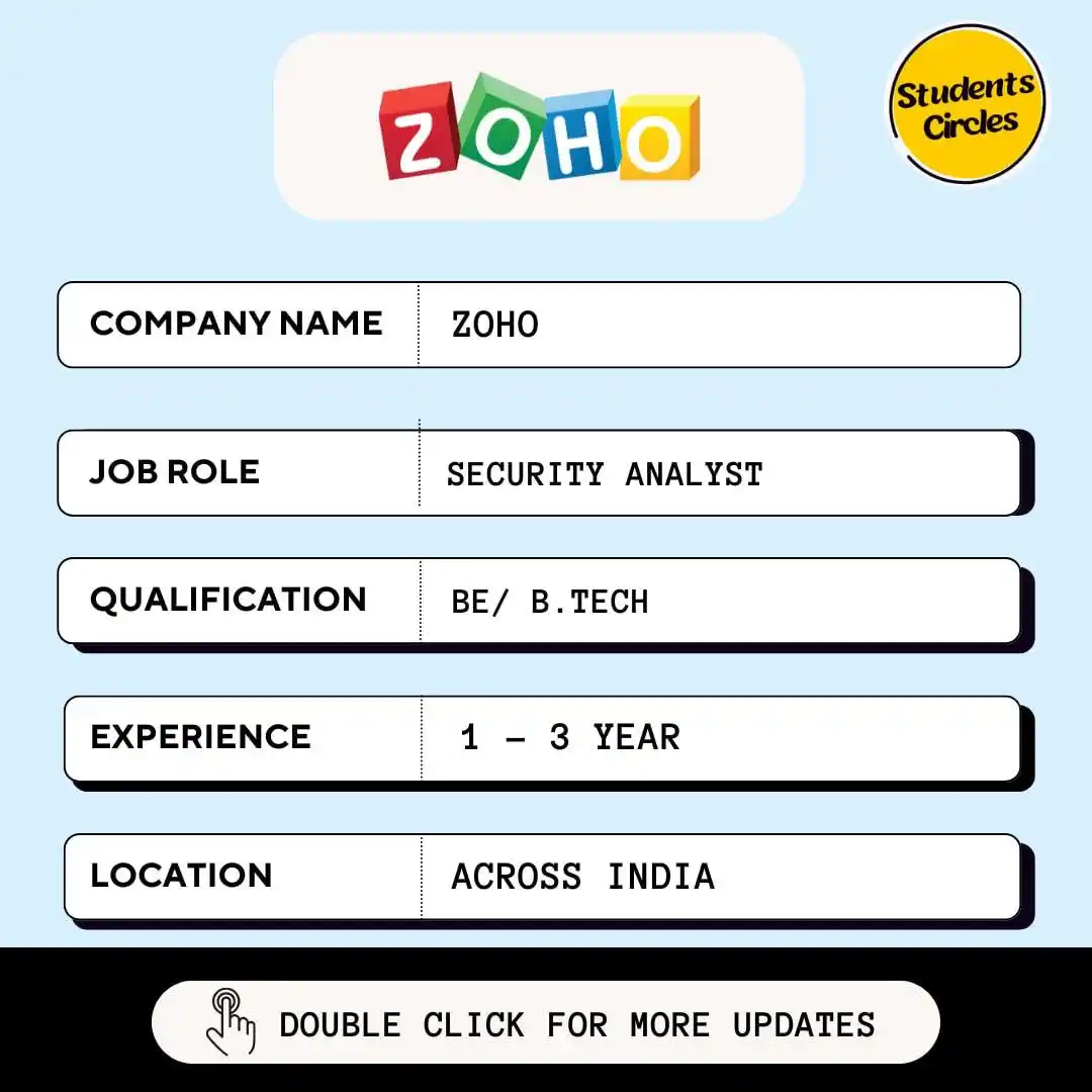 Image from Fresher Jobs | Internships | Remote Jobs | Software Engineer Jobs: 🔍 Zoho Careers 2025 🔍  💼 Job Role: Information Security Compliance ...
