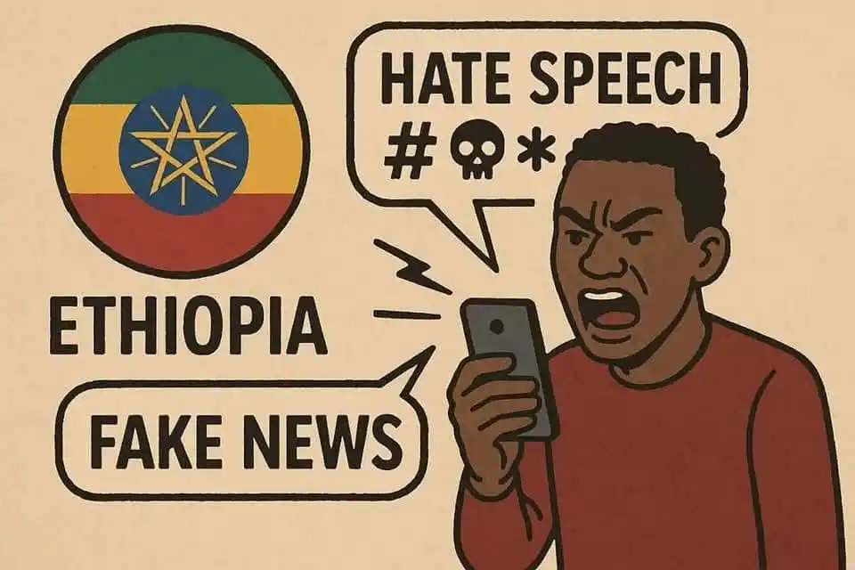 Image from Ahadu Radio And Television: *በኢትዮጵያ የጥላቻ ንግግሮች ውስጥ 77 በመቶ የሚሆኑት በግለሰቦች የፖለቲካ አስተሳሰብ ላይ ያነጣጠሩ ናቸው ተ...