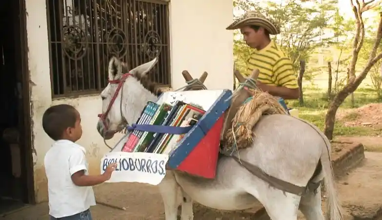 Image from ZAP Notícias: *Biblioburro: 9 pernas e quase 5000 livros são o sonho da vida de Sori...