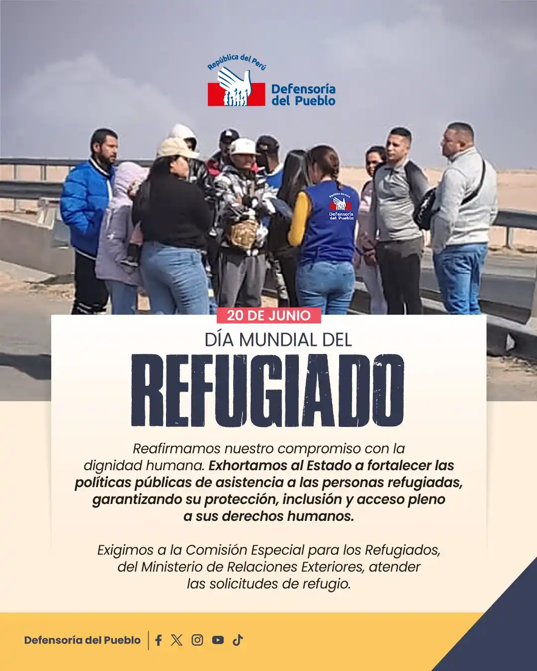 Image from Defensoría del Pueblo: 🌍 En el Día Mundial del Refugiado, desde la Defensoría del Pueblo rec...
