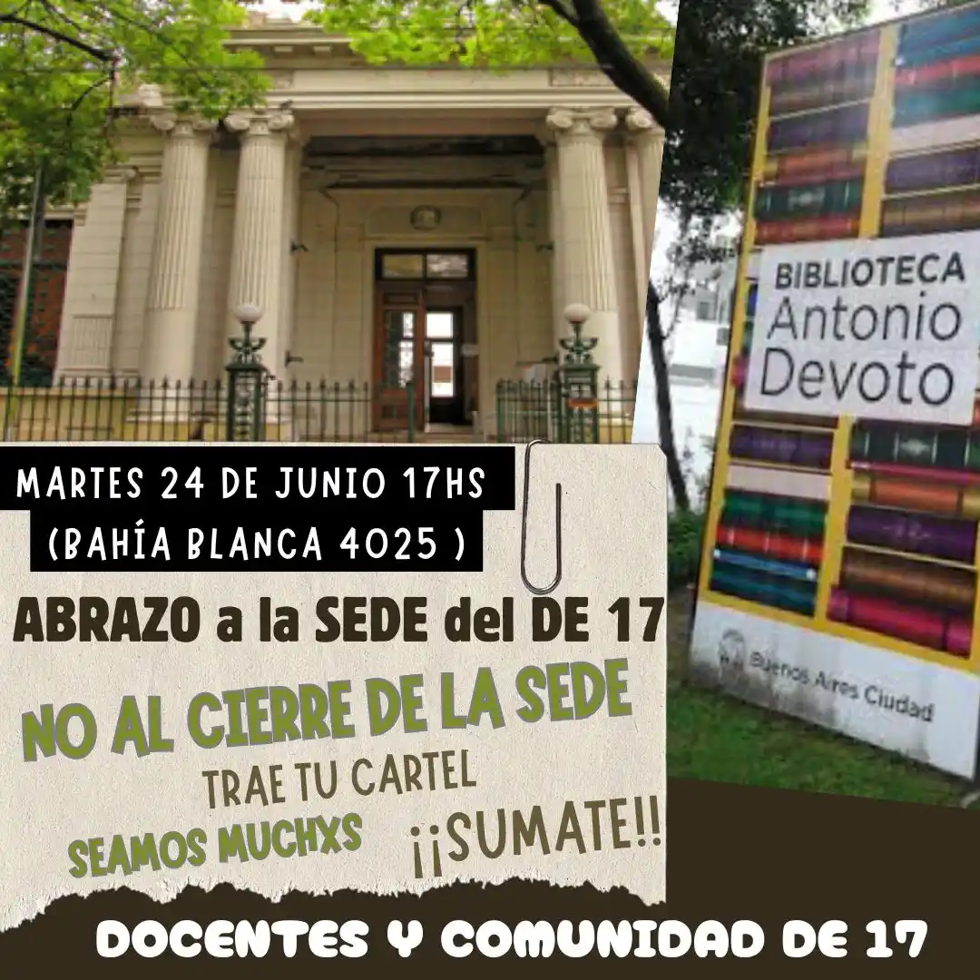 Image from Comuna 10 - Floresta, Monte Castro, Villa Real, Villa Luro, Velez Sarsfield y Versalles - Bs As: Este *MARTES 24 de JUNIO 17 hs* sumate al nuevo  *ABRAZO* a la Sede de...