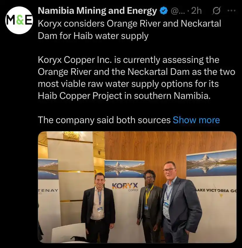 Image from The Brief Live and Namibia Mining & Energy : https://miningandenergy.com.na/koryx-considers-orange-river-and-neckar...