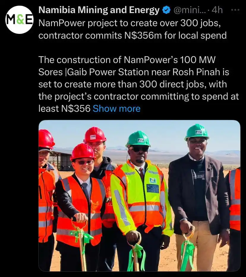 Image from The Brief Live and Namibia Mining & Energy : https://miningandenergy.com.na/nampower-project-to-create-over-300-job...