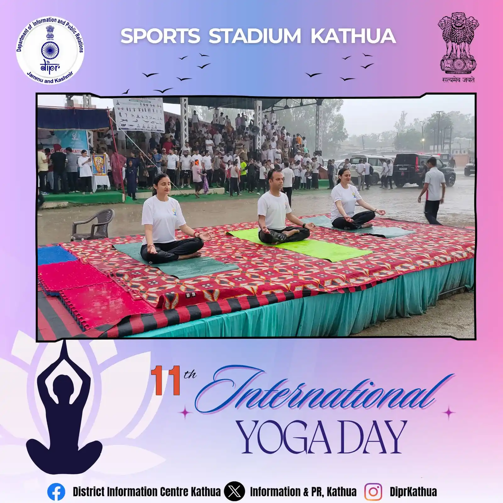 Image from DIPR Kathua: 🌧️🧘‍♂️ **Rain couldn't dampen the spirit!**  Braving early morning s...