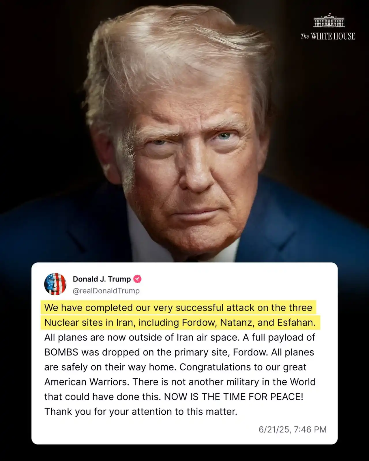 Image from USBB BREAKING NEWS EN ESPAÑOL: ⬆️🔴✒️ *ÚLTIMA HORA 🚨 🇺🇸 🇮🇷* 💪🏻 *El Presidente Trump en TRUTH...