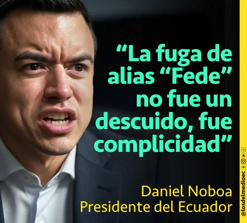 Image from Los Del Medio: 🔴ATENCIÓN  El presi Noboa confirmó la fuga de alias Fede, cabecilla d...
