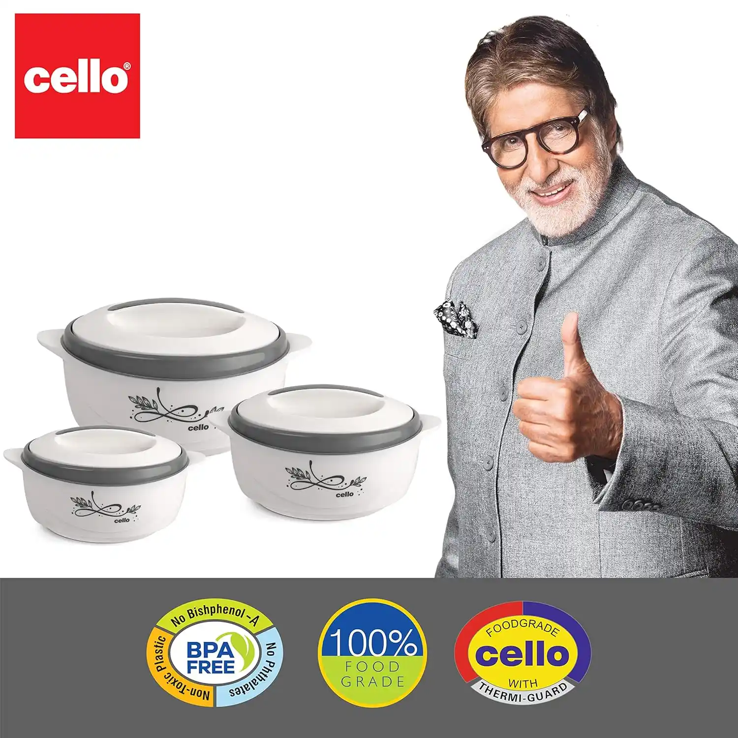 Image from Shopping Loot Deals            Hot Offers Prolooterz Amazon Flipkart Myntra Best Online Daily Alerts: *🔥CELLO Sapphire Insulated Inner Steel Casserole Set of 3, White (500...