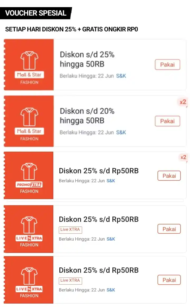Image from Promo Racun Shopee x Lazada Serba Recehan🔥: Diskon 25% 50rb🔥 Kategori Fashion minbel 100rb‼️ https://s.shopee.co....