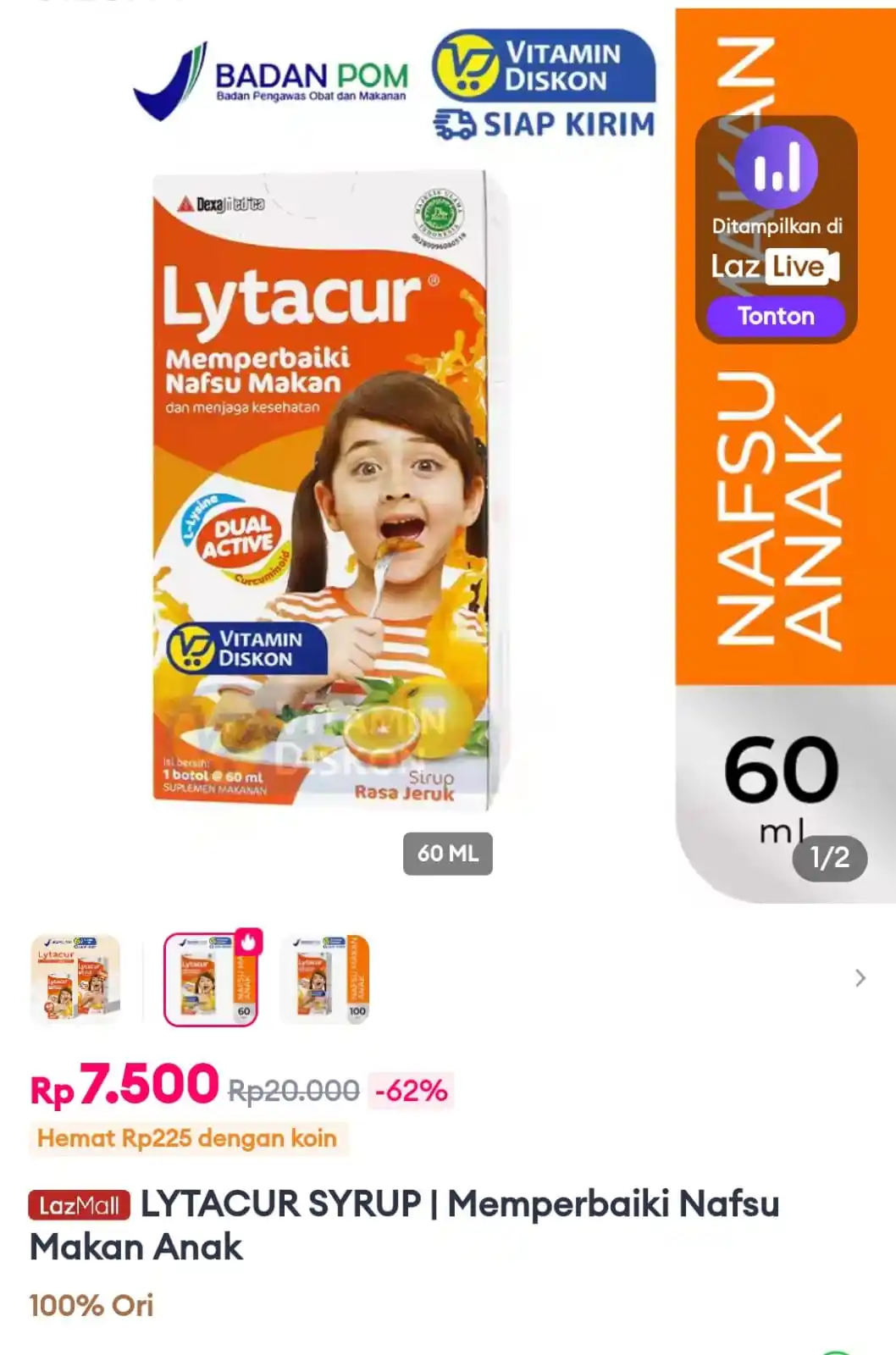 Image from Promo Racun Shopee x Lazada Serba Recehan🔥: LYTACUR SYRUP | Memperbaiki Nafsu Makan Anak Harga Produk:  Rp20.000 H...