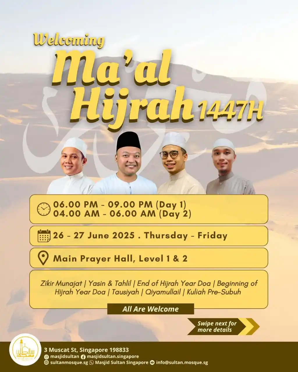 Image from Masjid Sultan Singapore: 🕌 Majlis Ma'al Hijrah 1447H @ Masjid Sultan Mark the Islamic New Year...
