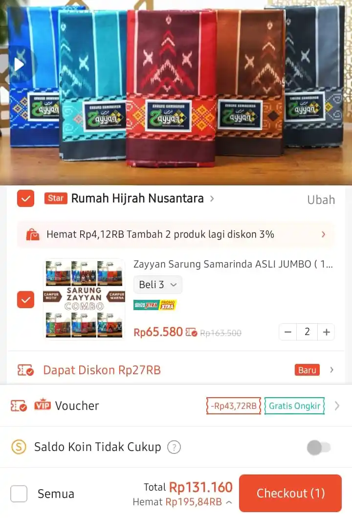 Image from Promo Racun Shopee x Lazada Serba Recehan🔥: Sarung Diskon 70rb🔥 Diskon Toko Vc Fashion 25%‼️ Temukan Zayyan Saru...