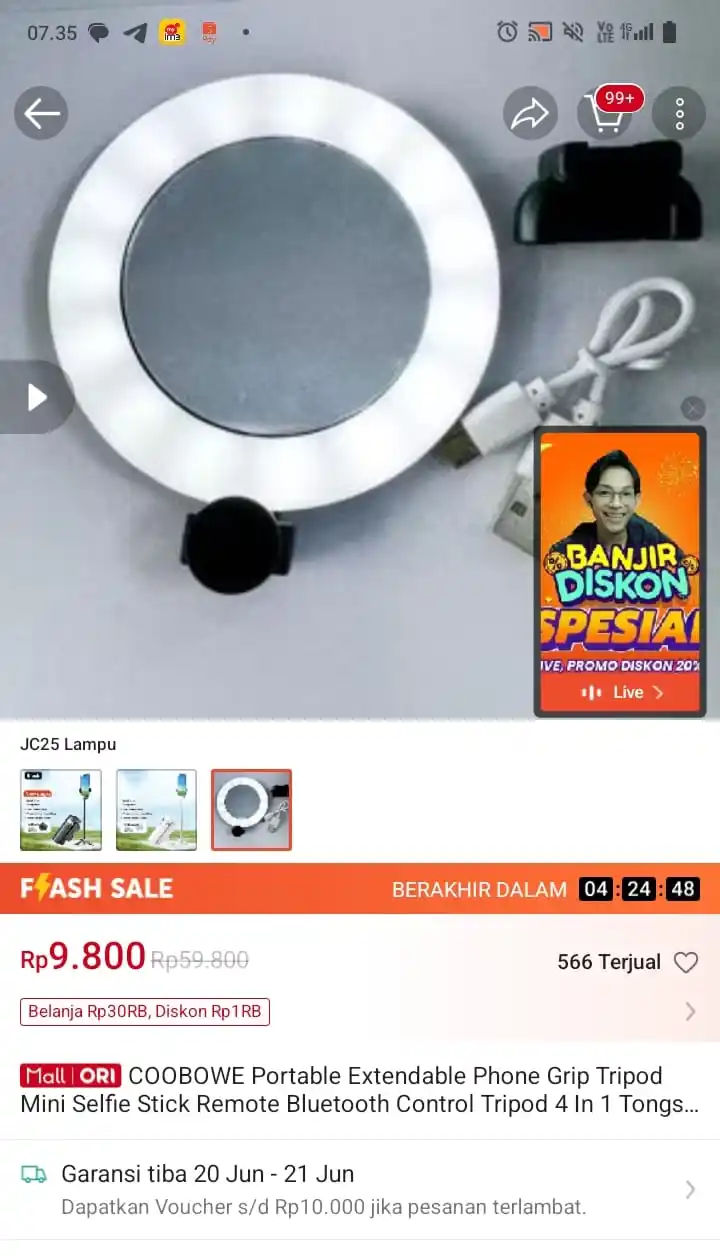 Image from Promo Racun Shopee x Lazada Serba Recehan🔥: Temukan COOBOWE Portable Extendable Phone Grip Tripod Mini Selfie Stic...