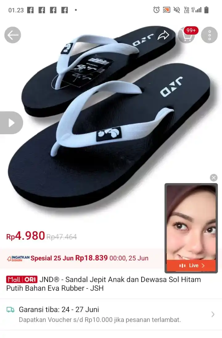 Image from Promo Racun Shopee x Lazada Serba Recehan🔥: Temukan JND® - Sandal Jepit Anak dan Dewasa Sol Hitam Putih Bahan Eva ...