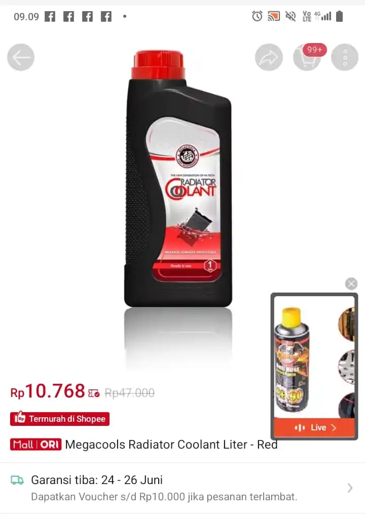Image from Promo Racun Shopee x Lazada Serba Recehan🔥: Temukan Megacools Radiator Coolant Liter - Red seharga Rp10.768. Dapat...