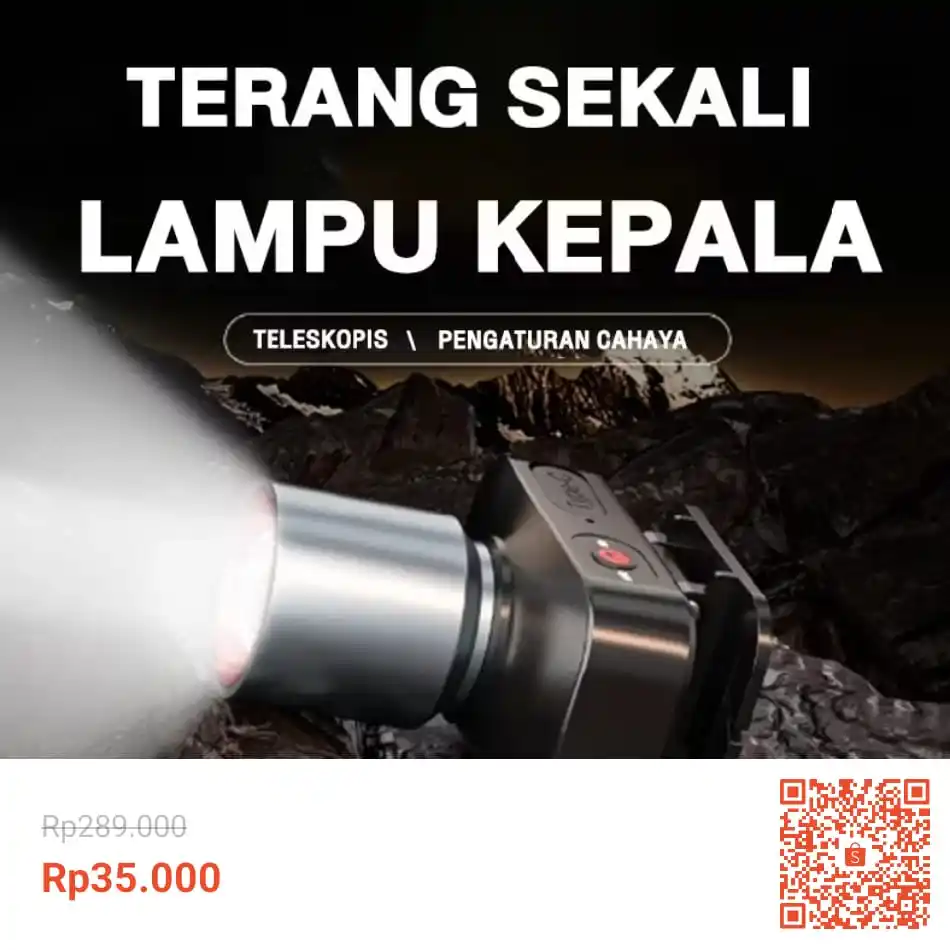 Image from Promo Racun Shopee x Lazada Serba Recehan🔥: Temukan Tropcore Senter Kepala Zoom 80W 1200 Lumen LED Super Terang C...