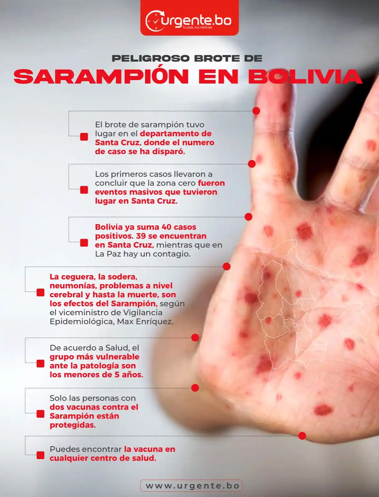 Image from Urgente.bo Noticias: ♦️ *Urgente.bo* | El número de casos de sarampión en Santa Cruz se ha ...