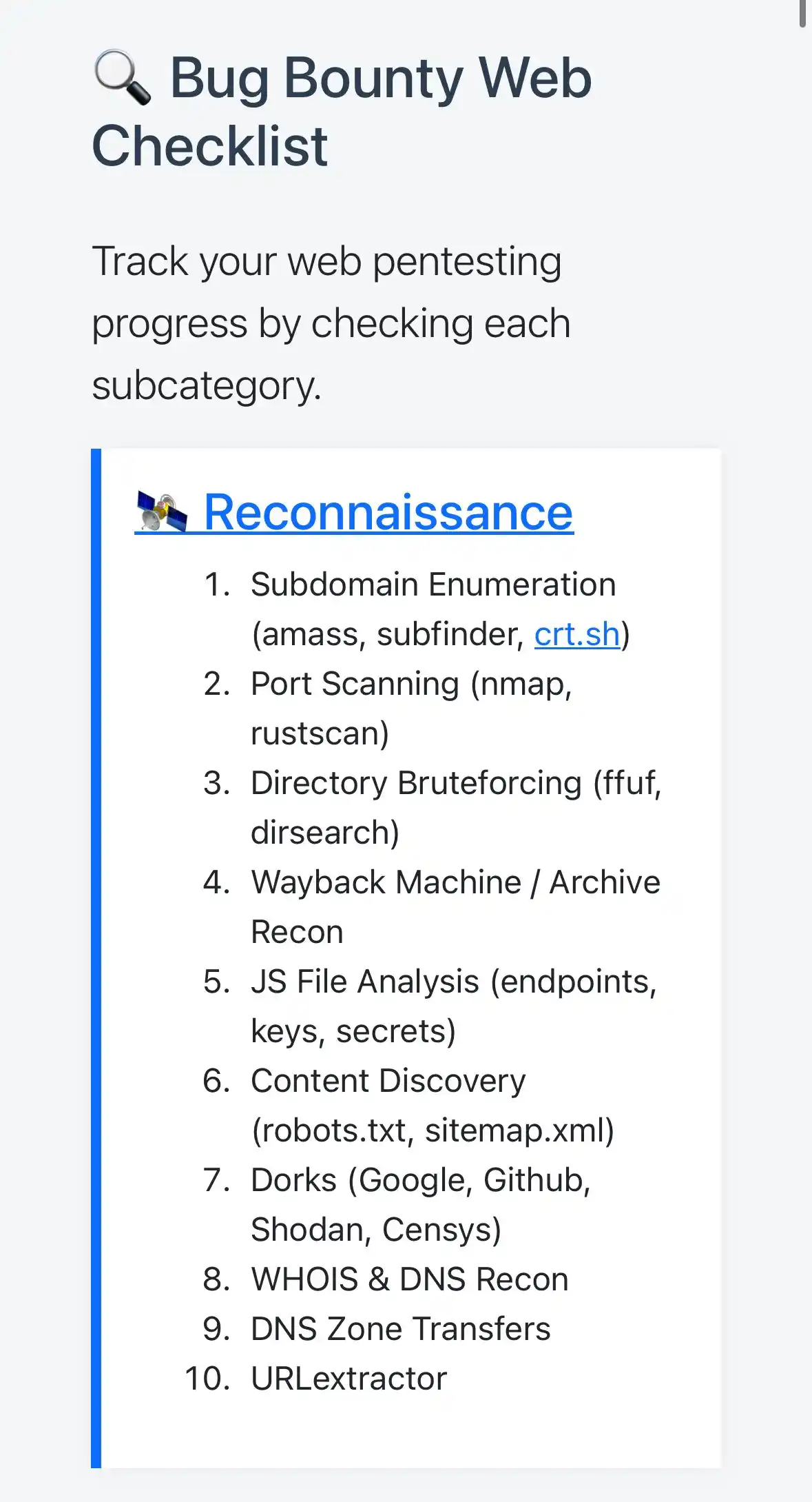 Image from PAK CYBER TEAM: 🔍 Bug Bounty Web Checklist Track your web pentesting progress by chec...