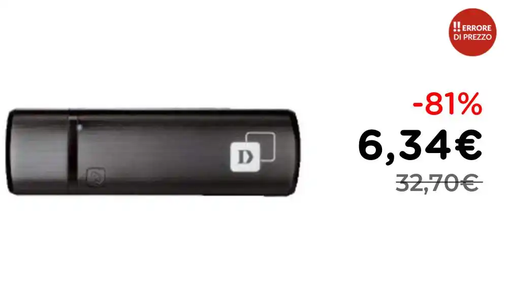 Image from ‼️ ERRORE DI PREZZO: 📶 *D-Link DWA-182 Adattatore Wi-Fi USB AC1300 MU-MIMO Nero*  💰 *A so...