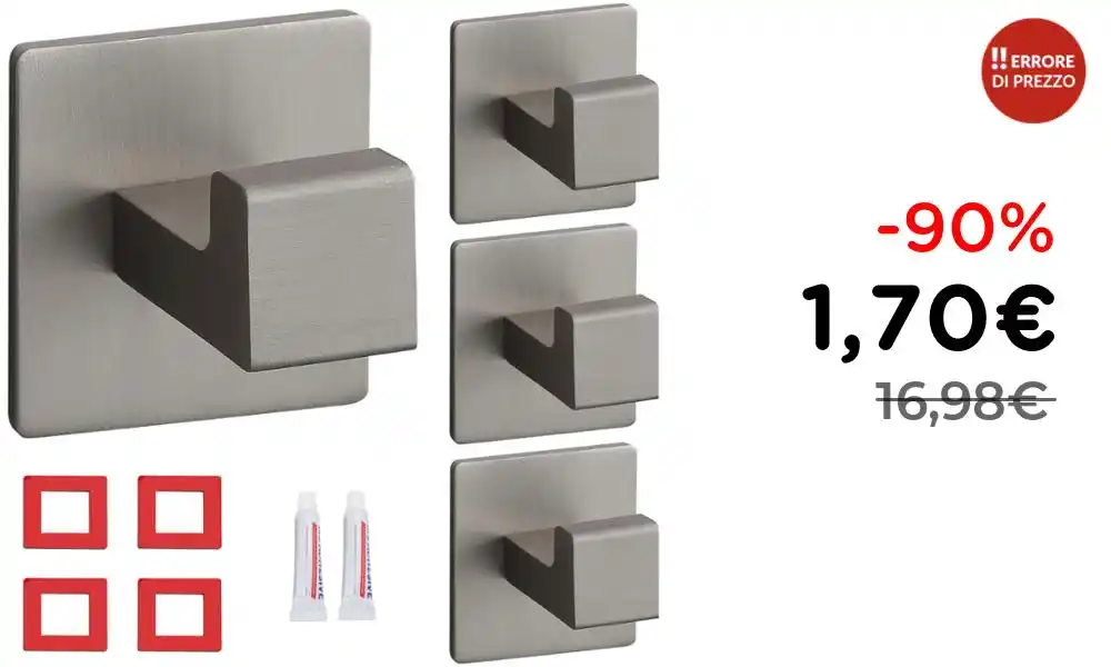 Image from ‼️ ERRORE DI PREZZO: 🧲 *DAZI Set 4 Ganci Adesivi Multiuso Nichel Spazzolato per Casa* ‼️ ...
