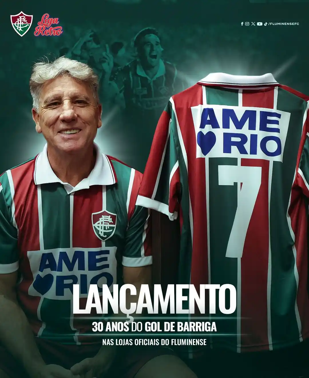 Image from Fluminense FC: Em homenagem aos 30 anos do Gol de Barriga, uma camisa especial da Lig...