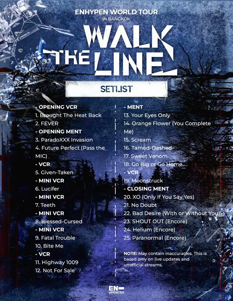 Image from ๐๐๐๐๐๐๐ ๐๐๐๐ ๐๐๐๐๐๐: เท `UPDATE` เท > INFO ENHYPEN World Tour 'WALK THE LINE' in Bangkok S...