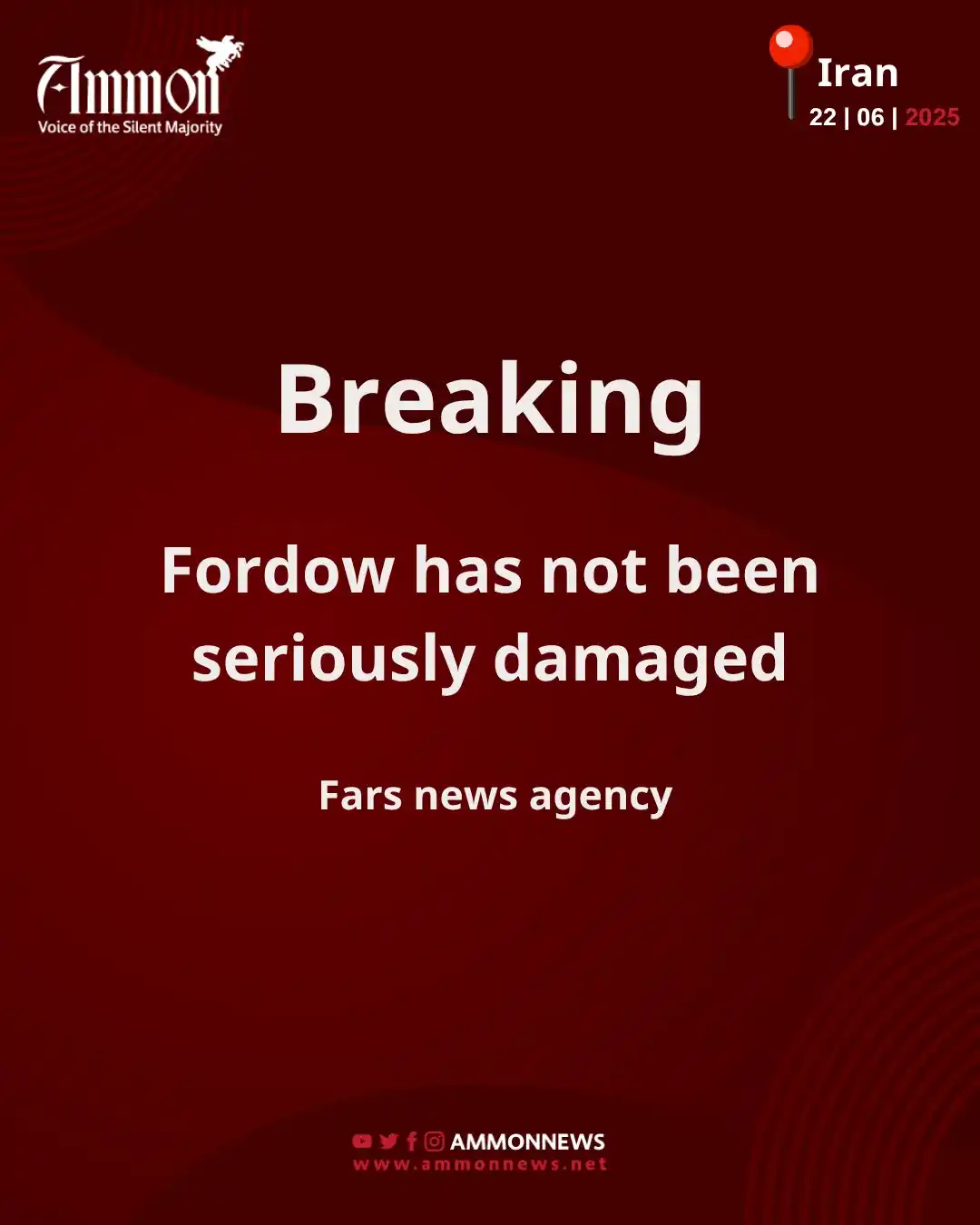 Image from Ammon News English : Fars news agency: Fordow has not been seriously damaged  <a class="tex...