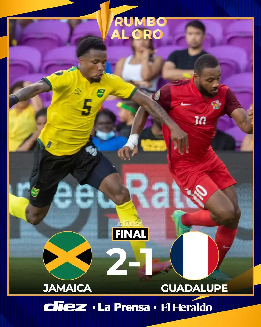 Image from Diario Diez: Jamaica sufrió, pero cumplió ante Guadalupe. ✅  <a class="text-blue-50...
