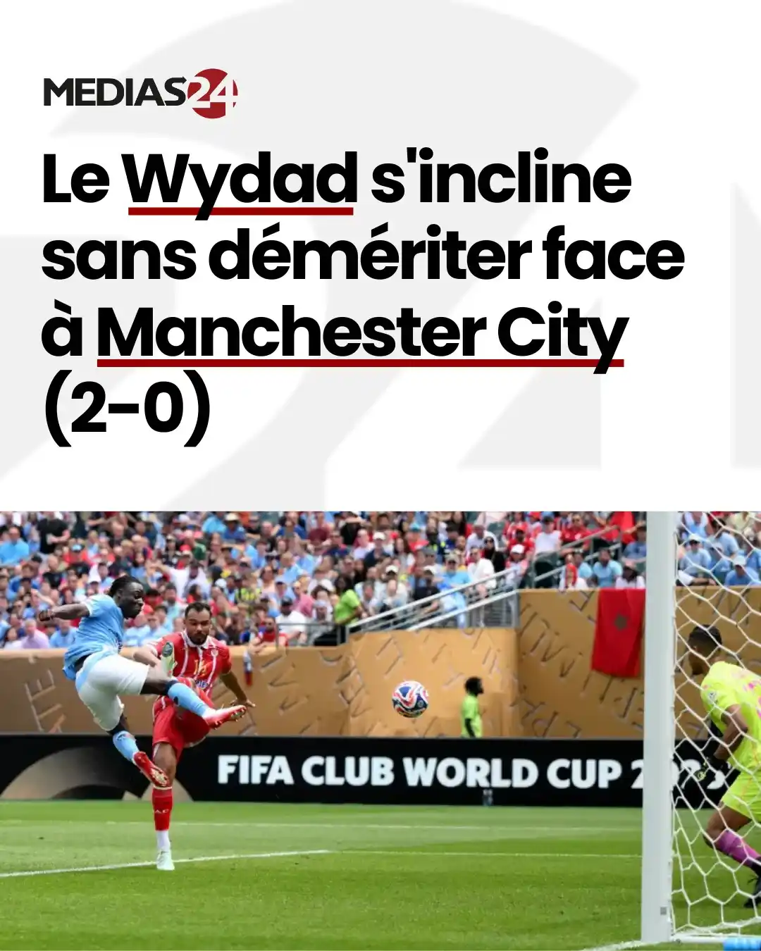 Image from Médias24: Le Wydad Athletic Club a réussi à limiter la casse en s’inclinant 2 à ...