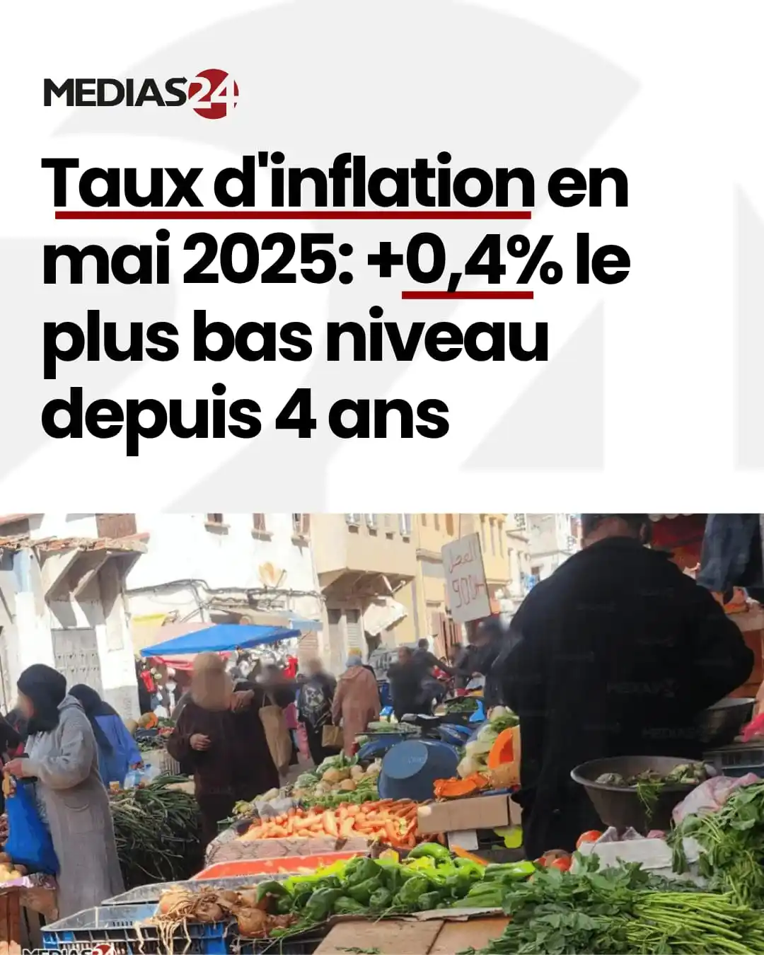 Image from Médias24: Les prix des produits alimentaires ayant baissé de 0,8 % en mai, le ta...