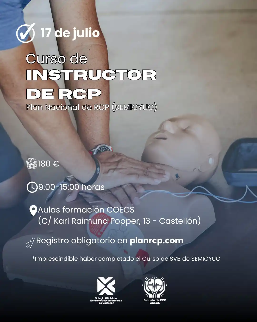 Image from Colegio Oficial de Enfermería de Valencia: 🫀Nuevo Curso de Instructor de RCP del Colegio Oficial de Enfermeros y...