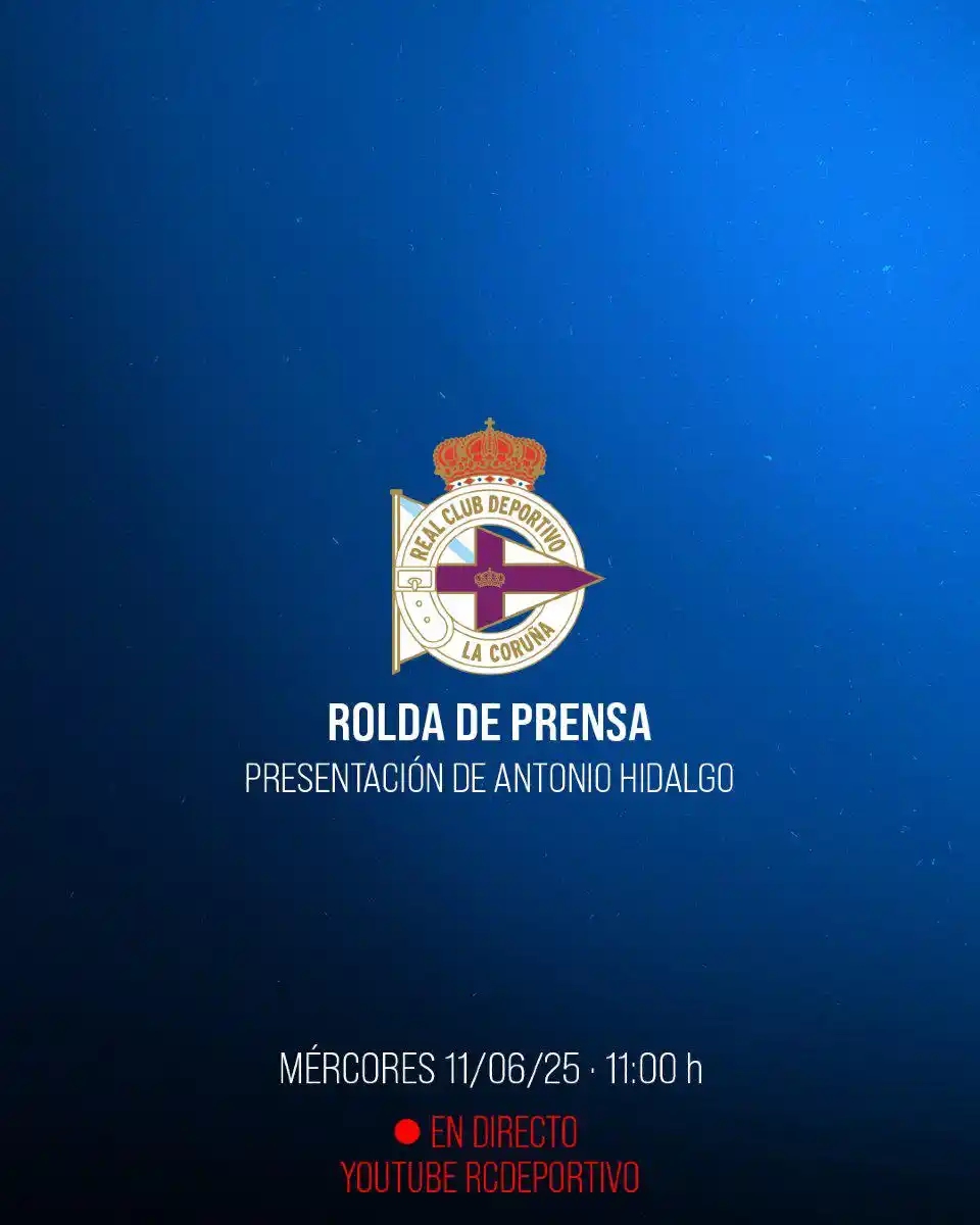 Image from RCDeportivo: 🗣️ Rolda de prensa de presentación de Antonio Hidalgo.  ⏰ 11:00h. 📍 ...