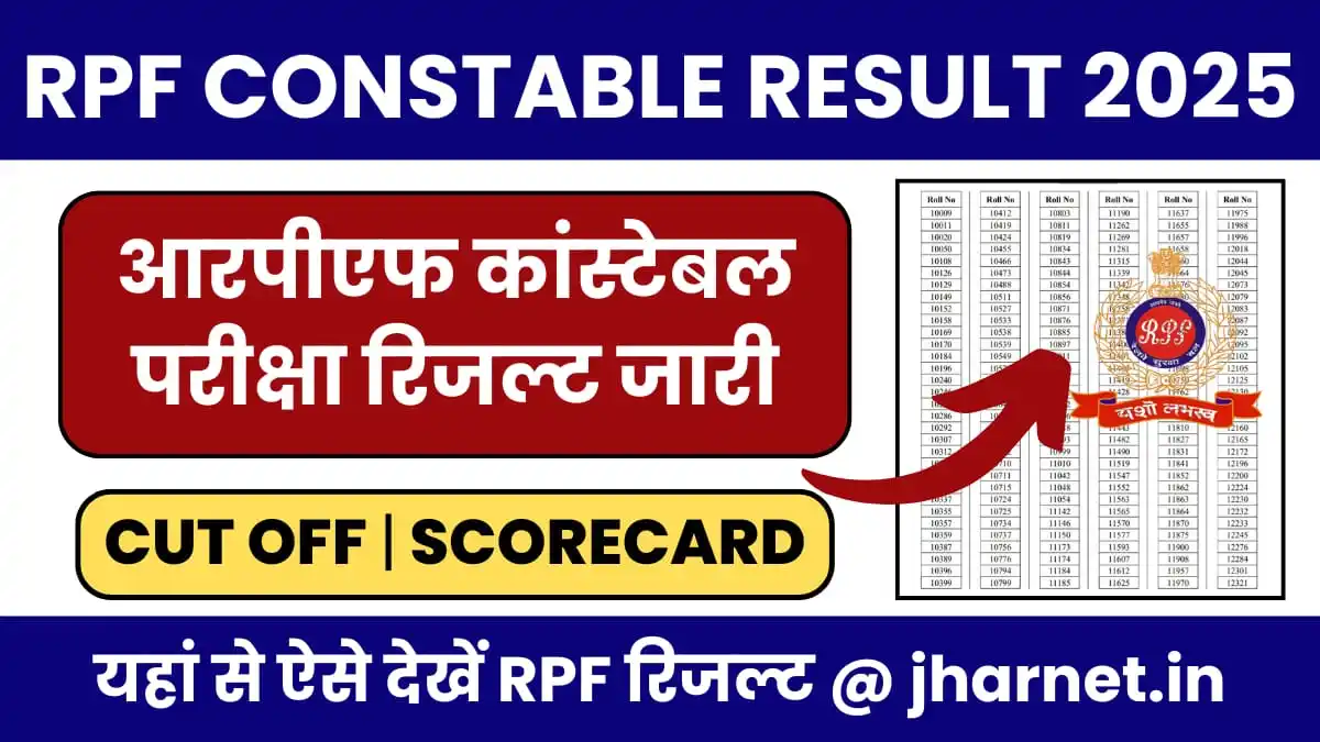Image from Jharnet.in (Jharkhand Update): 🚨 *RPF Constable Result 2025 Out!* ✅ CBT Result Declared for 42143 C...